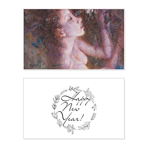 Tarjeta de año nuevo E Minor XJJ con arte de pintura al óleo para felicitar las fiestas