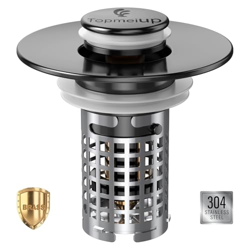 Image of Bathroom Sink Drain Strainer, Pop-up Sink Drain Strainer with Removable Stainless Steel Strainer Basket Hair Catcher, Bathroom Sink Strainer for Bathroom Sink Stopper Replacement