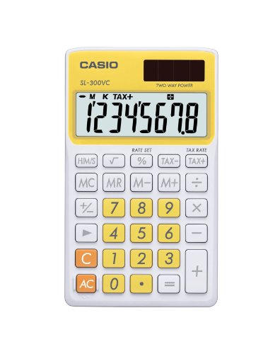Casio SL-300VC Standard Function Calculator, Yellow