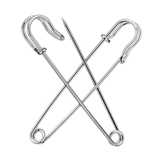 Ftyiwu Safety Pins, 15 Pack Large Safety Pin 4 Inch, Heavy Duty Safety Pins for Clothes, Diapers, Blankets, Laundry, Leather Canvas, DIY Crafts (Silvery)
