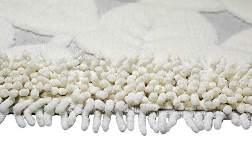 Teppich-Traum Badezimmerteppich Set 2 teilig • waschbar • Blätterdesign cremefarbig, Größe 50x60cm + 60x100 cm – Bild 5