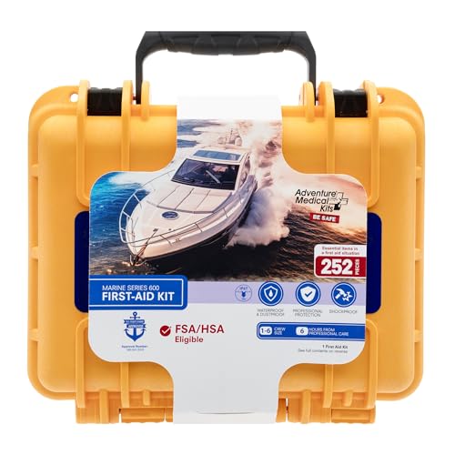 Image of Adventure Medical Kits Marine Series Medical Kit - 600 - Boat First Aid Kit For 8 People 12 Hours From Care - Includes Emergency Medical Supplies Like Bandages, Medicine, Guide Book & More
