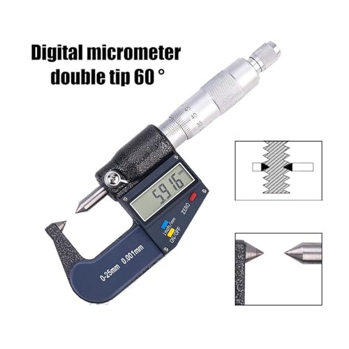 Micromètre extérieur numérique pour mesurer les rainures avec double pointe 60° - 2