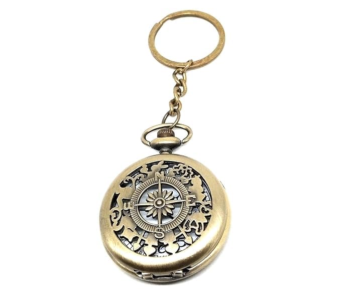 Vintage Pocket Watch Design Keychain for Men & Women | Antique Style Metal Key Ring for Bike, Car & Home Keys-image-48