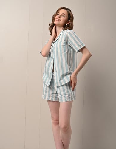Image of NAP BOUND 100% Cotton Pajamas for Women 2 Piece PJs Set Long Sleeve Button Down Breathable Woven Sleepwear Loungewear XS-XXL