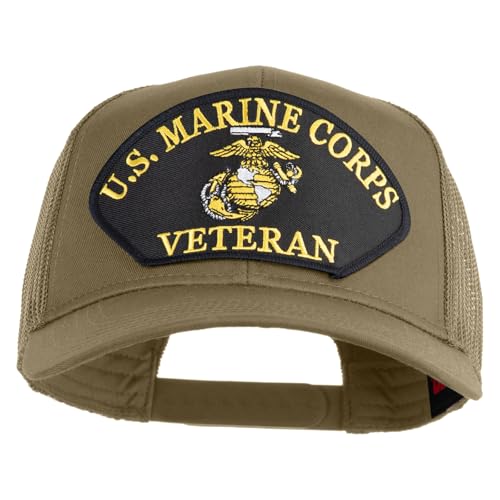 US Marine Corps Veteran Black Patched Solid Cotton Twill Mesh Prostyle Cap