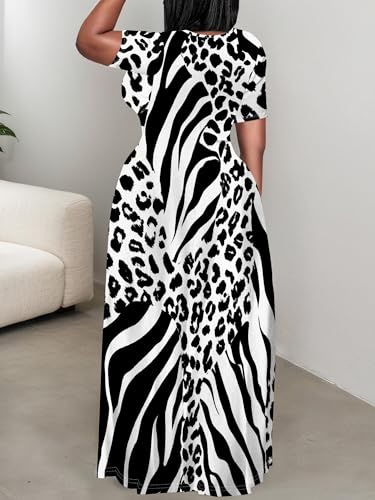 Image of SUZONANA Plus Size Dresses for Women Summer Casual Maxi Dress Short Sleeve Loose Vacation Dress