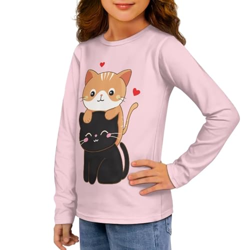 Image of Girls Long Sleeve T Shirt Cute Cartoon Crewneck Shirt for Kids 3-16Y Fall Winter Clothes