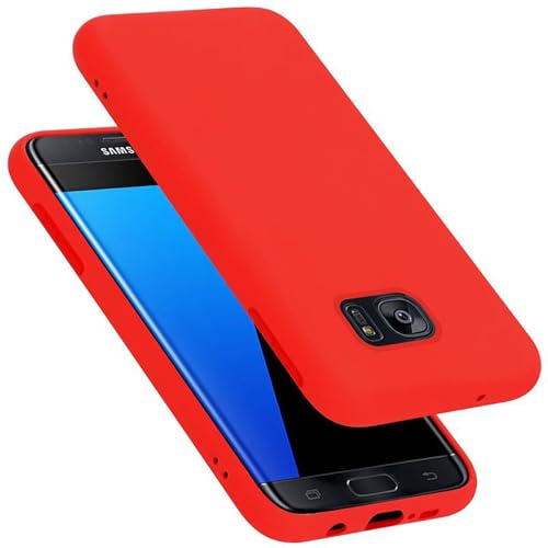 Cadorabo cover compatibile con Samsung Galaxy S7 EDGE, cover in silicone liquido per Galaxy S7 EDGE, custodia in silicone, resistente ai graffi e agli urti sottile cover protettiva - LIQUID ROSSO