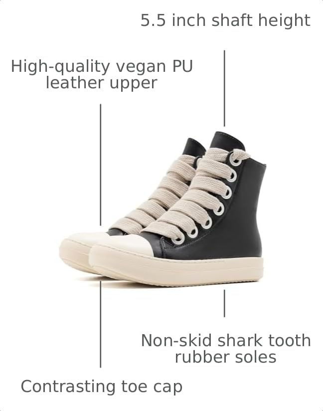 Image of Womens High Top Sneakers Jumbo Lace-up Platform Comfort Trainers Thick Soles Walking Casual Shoes