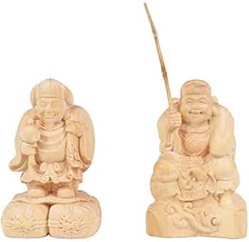柘植 恵比寿大黒天セット 高さ18cm 木彫り 七福神 縁起物 置物 恵比寿大黒 Amazon｜柘植木彫り 仏様 木彫 彫刻工芸品 手芸品 収蔵品 装飾品 仏像