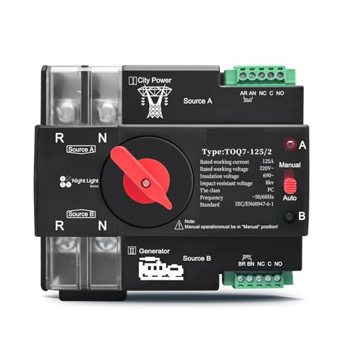 ATS 220V Sélecteur de transfert automatique 125A à commutation ininterrompue 2P