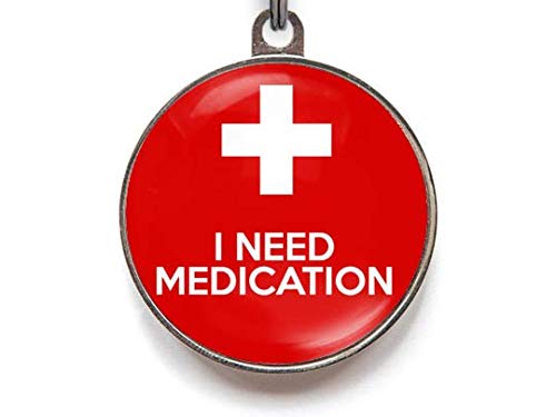Wag-A-Tude TagsI Need Medication ID Tag - Personalised (Large (1.25"))