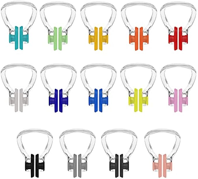 Hurdilen Swimming Nose Clip, Swim Nose Clip with Waterproof Silica Gel for Kids (Age 7+) and Adults,14 Packs,Multi-Color