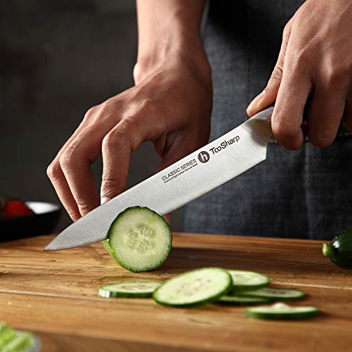 TooSharp 6 inch Chef Knife/Chef Utility Knife, German High Carbon Stainless Steel Knife/Fruit and Vegetable Cutting Chopping Carving kitchen Chef Knives, Ergonomic Handle with VG10