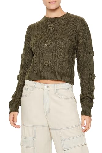 Forever 21 Women's Rosette Cable Knit Sweater