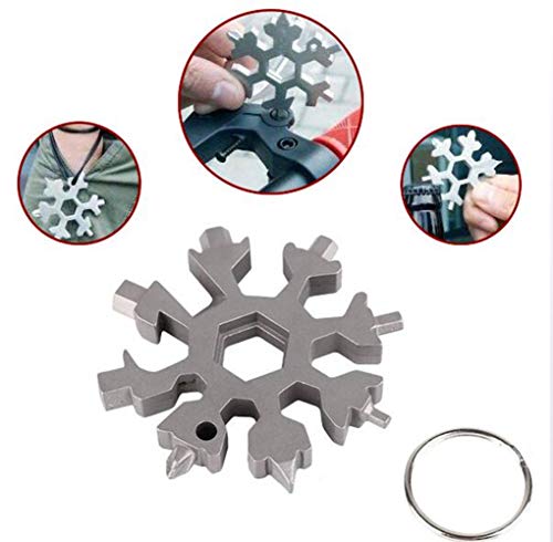 Preisvergleich Produktbild DDP 18 in 1 Schneeflocke Multifunktionswerkzeug Karte Edelstahl Schraubendreher Schlüsselanhänger Kombinationswerkzeug Kompaktes Tragbares Outdoor-Abenteuer Multi-Tool-Öffner,2