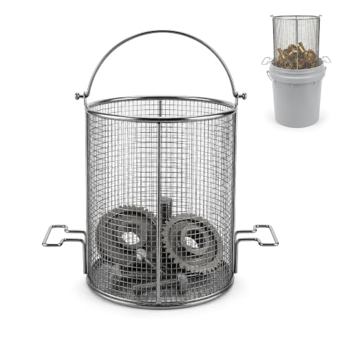 5 Gallon Stainless Steel Immerse and Drain Parts Cleaning Basket | 1/4 Inch Mesh Bucket Strainer with Swing Handle for Gold Panning, Auto Parts, Compost Tea, Garage, Bucket Not Included miniatura 1