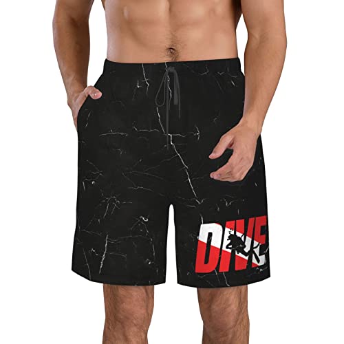 ONVOWO Funny-Dive-Diver-Down-Flag-Scuba-Diving-Gift Mens Swim Trunks Quick Dry Swim Shorts Mesh Lining Swimwear Bathing Suits White4