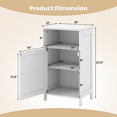 Bathroom-Storage-Cabinet-Wood-Floor-Cabinet-with-Doors-Side-Cabinet-with-Adjustable-Shelves-Freestanding-Small-Cabinet-for-Bathroom-Laundry-Room-Living-Room-Bedroom-White Bathroom Storage Cabinet Wood Floor Cabinet with Doors Side Cabinet with Adjustable Shelves Freestanding Small Cabinet for Bathroom Laundry Room Living Room Bedroom White