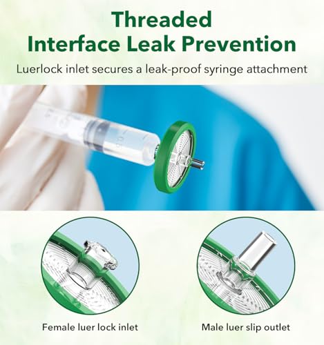 Image of FOUR E'S SCIENTIFIC 50 Pack Syringe Filter, Sterile PES Syringe Filter 0.22 μm Pore Size, 25 mm Membrane Diameter, Syringe Lab Filter