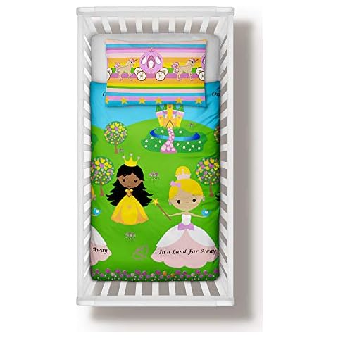 Princess Unicorns Girls Nursery Bedding Set Duvet Cover + Pillowcase to fit Cot/Cot Bed/Toddler Bed 100% Cotton (90x120 cm) Cover