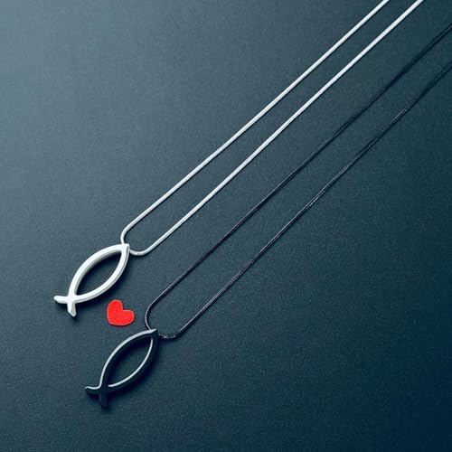 MOO&LEE Ichthys Pendant Necklace Jesus Fish Necklace for Men and Women with Stainless Steel Snake Chain Christian Symbol Religious Jewellery3