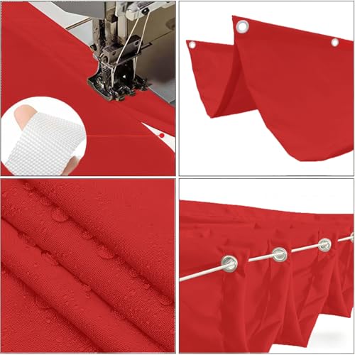 Voile ombrage vague imperméable et indéchirable rouge avec œillets 3.6m