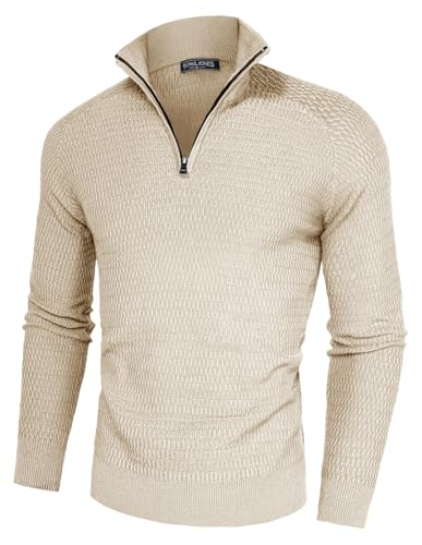 PJ PAUL JONES Men's Quarter Zip Sweaters Slim Fit Long Sleeve Casual Pullover Sweater Knit Textured Mock Neck Polo Sweaters4