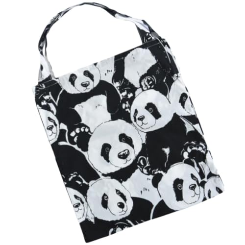 Beaupretty Bolsa de Lona Negra Reutilizable y Material de Poliéster Diseño de Panda, Gran Capacidad Varios estilos Adecuado para Compras y Uso Diario Varios estilos
