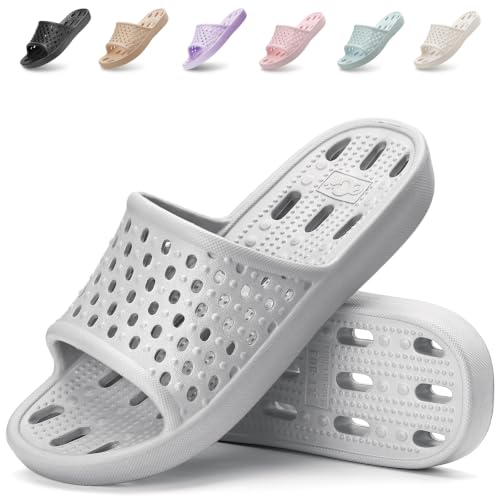 Image of Xomiboe Shower Shoes Men Quick Drying Women Shower Sandals Non-Slip Comfortable House Slippers Bathroom Hotel Flip Flops Slides With Students Gym