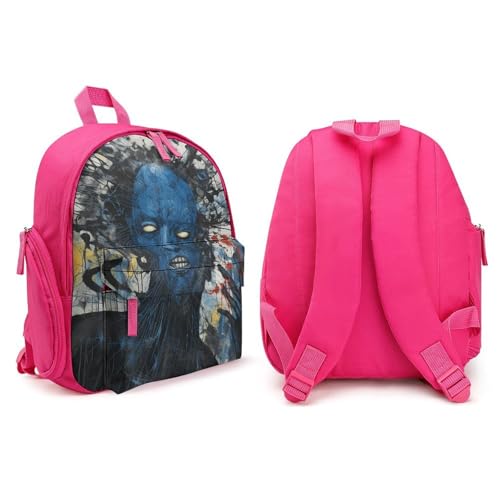 Abstract Blue Painting Backpack Small Book Bag with Side Pocket, Lightweight Durable Backpack, Travel Rucksack, Pink-style4