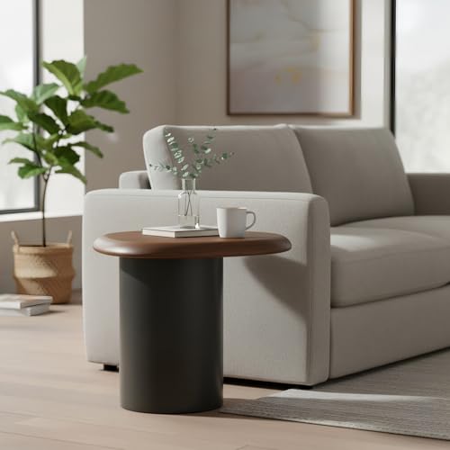 Image of Wakefit Contemporary Side Table | End Table for Living Room & Bedroom | Wooden Rustic Top with Metal Legs Sofa Side Table | Modern Space Saving Decor | Premium Multipurpose Nightstand | Lightweight