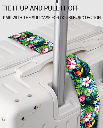 Image of Luggage Straps for Suitcases, Adjustable Travel Belt, Durable Wide Luggage Strap, Cute Suitcase Strap Identifiers with Buckle, Bag Straps for Luggage, Colorful Leaf and Flowers