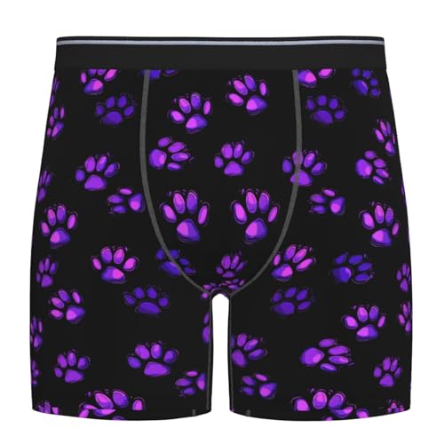YSBKN Purple Paw Prints Mens Underwear Stretch Breathable Boxer Briefs Novelty Gifts X-Large