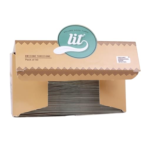 Image of LIT AWESOME THREESOME Organic Brown Rolling Paper Pack of 50 (3x3) GET FREE Two 420 High Society Booklets & Two Roach Book.