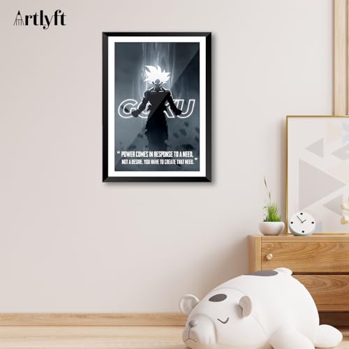 Image of ArtLyft Demon Slayer Anime Wall Frame A4 | Rengoku Quote Poster Frame | Motivational tanjiro - renguko Wall Art | Otaku Room Decor | Anim Lover Gift (Goku)