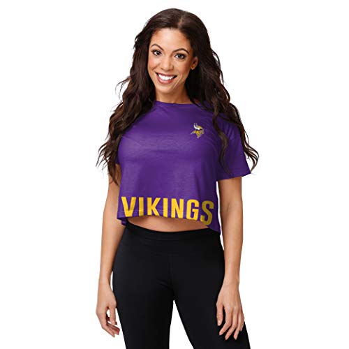 FOCO womens Nfl Team Logo Ladies Fashion Crop Top Shirt Bottom Line Small US