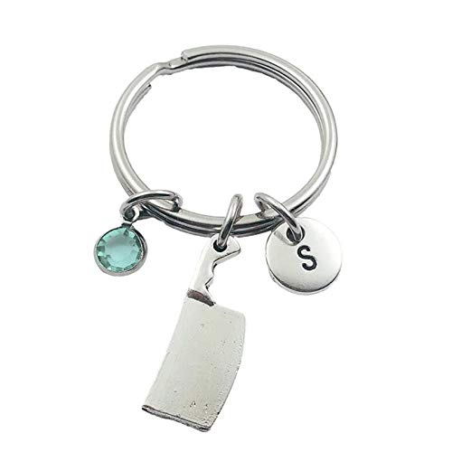 Preisvergleich Produktbild HGFJG Küche Anfangsbuchstabe Monogramm Birthstone Schlüsselanhänger Schlüsselring Mode Frauen Geschenke Zubehör Anhänger