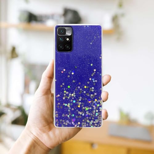 Image of VONZEE Bumper Back Cover for Redmi Note 11T 5G /Poco M4 Pro 5G Non Moving Glitter Stars Cover, for Women /Girls (TPU + Hard PC | Purple)