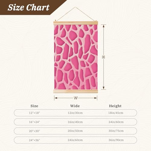Peinture murale girafe rose texturée haut de gamme avec suspensions en bois