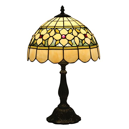 GAUUA Tiffany Style Table Lamp Baroque Art Deco Stained Glass Desk Lamp Retro 12 Inch Glass Shade with Resin Base for Living Room Office Bedroom Bedside