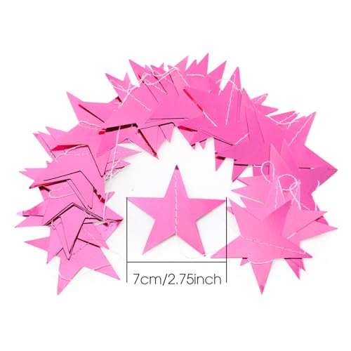 Image of Patelai 78 Feet Glitter Star Garland Banner 2026 Party Decoration Double Side Star Hanging String Streamer Paper Twinkle for Graduation Wedding Birthday (Pink)