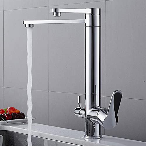 Grifo de cocina de latón de 3 vías para agua potable y fregaderos modernos con rotación completa 4