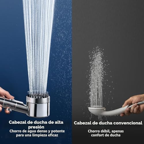 Miniatura 7 de LENDOO Alcachofa de ducha con Filtera – Cabezal de ducha cromado de alta presión con filtro de agua de 15 niveles, 4 modos y botón de parada – Alcachofa de ducha para agua calcárea, niños, mascotas y