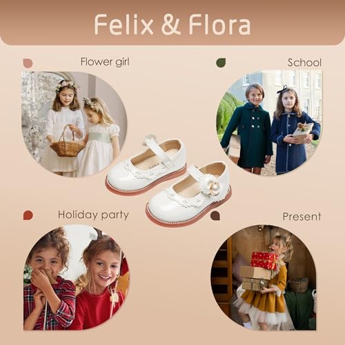 Image of Felix & Flora Toddler Little Girl Princess Dress Shoes-Mary Jane Flats for Girl Party School Shoes