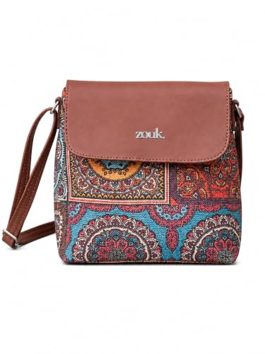 ZOUK Flap Sling Bag | Crossbody Bags for Women | Women's Handbags | Stylish | Vegan Leather Evening Bag | Travel & Office Use | Purse and Wallet | Multicolor Mandala Print