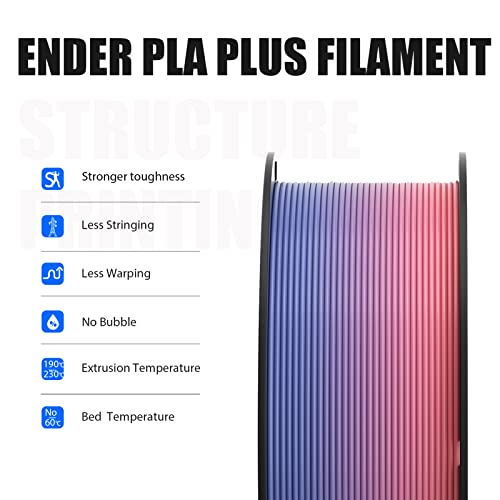 Creality Pla Filament Pro Rainbow, Filamento de Impressora 3D de 1,75 Mm, Filamento de Impressão End