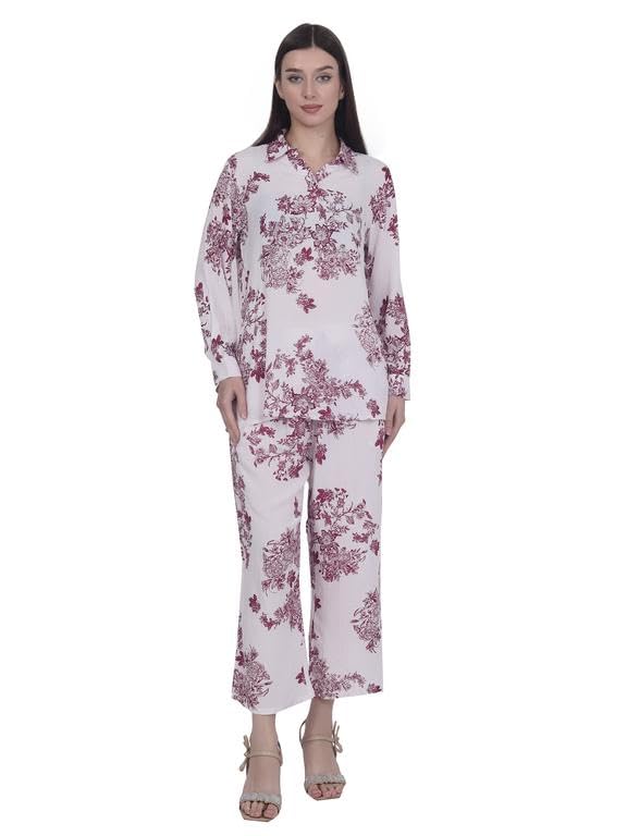 rangriwaz Floral Printed Kaftan Pure Rayon With Trouser White-picture-37