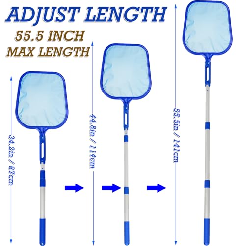 Pool Kescher, 88 - 140CM lang-Teichkescher mit Teleskopstange, Feinmaschig Netz - Für Teich, Algen & Best-Way Pool,Lay-Z-Spa Algenkescher Nylon-Netz